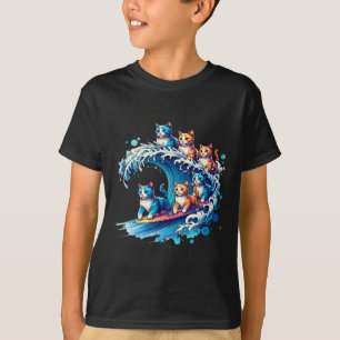 Niedliche Welle blauer Katzen für Kamala Funny 2 T-Shirt