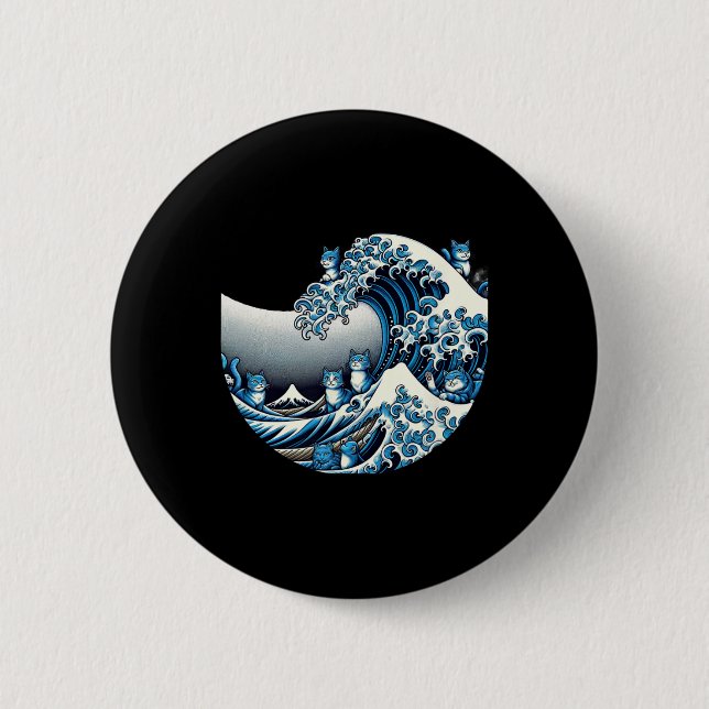 Niedliche Welle blauer Katzen für Kamala Funny Button (Vorderseite)