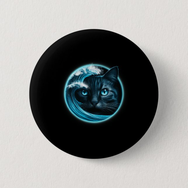 Niedliche Welle blauer Katzen für Kamala Funny Button (Vorderseite)