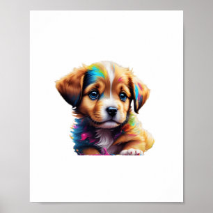 Niedliche Welpe aus flüssigen Farben Poster