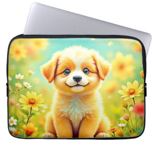 Niedliche Welpe Blume Art Laptopschutzhülle