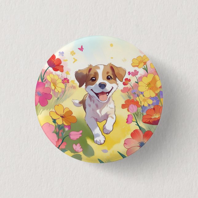 Niedliche Welpe Button (Vorderseite)