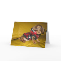 Niedliche Welpe-Dackel-Grußkarte