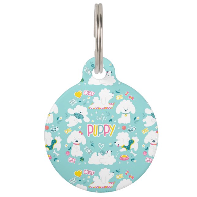 Niedliche Welpe Haustiermarke (Vorderseite)