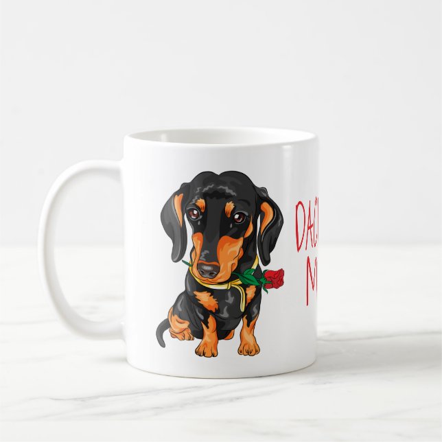 Niedliche Welpe Hund Mama Geschenk Cartoon Dackel Kaffeetasse (Links)