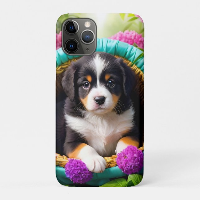 Niedliche Welpe in einem Korb Case-Mate iPhone Hülle (Rückseite)