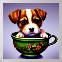 Niedliche Welpe in einem Teacup-Poster Poster