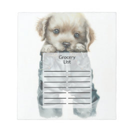 Niedliche Welpe in Jeans Art Notizblock