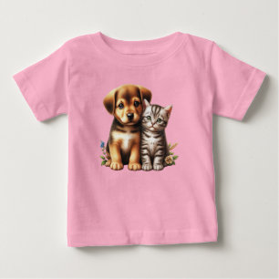 Niedliche Welpe/Kätzchen Baby T-shirt