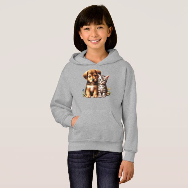 Niedliche Welpe/Kätzchen Hoodie (Vorne ganz)