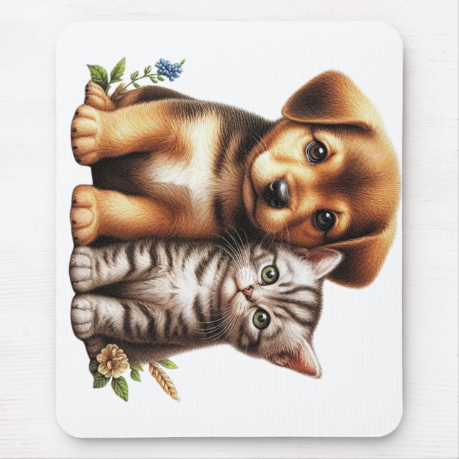 Niedliche Welpe/Kätzchen Mousepad (Vorne)