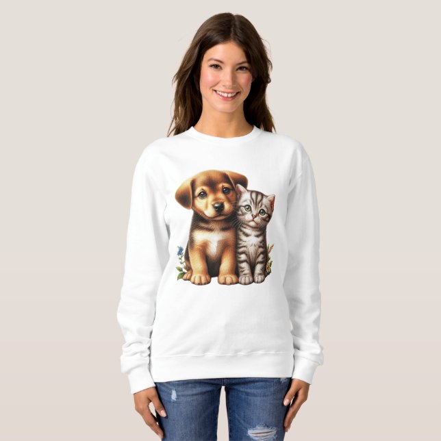 Niedliche Welpe/Kätzchen Sweatshirt (Vorne ganz)