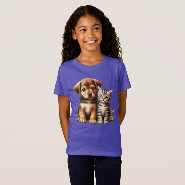 Niedliche Welpe/Kätzchen T-Shirt (Vorne ganz)
