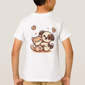 Niedliche Welpe & Kitten Hug - Adorable Kawaii Des T-Shirt