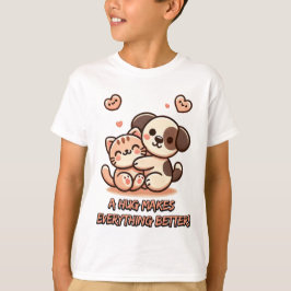 Niedliche Welpe & Kitten Hug - Adorable Kawaii Des T-Shirt