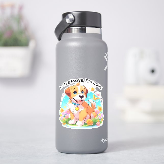 Niedliche Welpe Kleine Paws Big Liebe Aufkleber (HydroFlask)