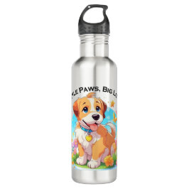 Niedliche Welpe Kleine Paws Big Liebe Edelstahlflasche