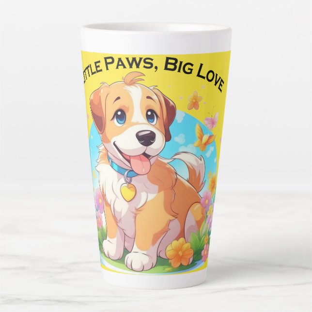 Niedliche Welpe Kleine Paws Big Liebe Milchtasse (Vorderseite)