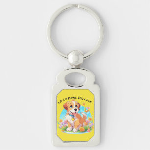Niedliche Welpe Kleine Paws Big Liebe Schlüsselanhänger
