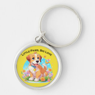 Niedliche Welpe Kleine Paws Big Liebe Schlüsselanhänger