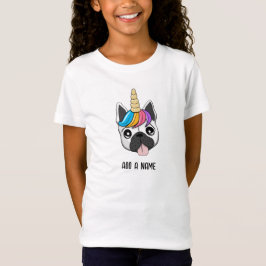 Niedliche Welpe mit Einhorn Horn und farbenfrohen  T-Shirt