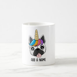 Niedliche Welpe mit Einhornhorn und farbenfroher H Kaffeetasse