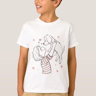 Niedliche Welpe mit Happy Kid Cartoon T-Shirt