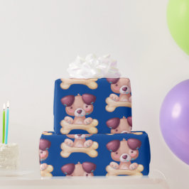 Niedliche Welpe mit Knochen Geschenkpapier