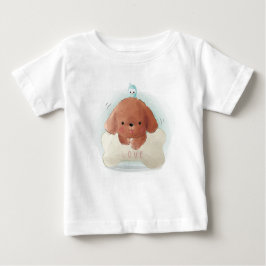 Niedliche Welpe mit Vogel und Knochen Baby T-shirt