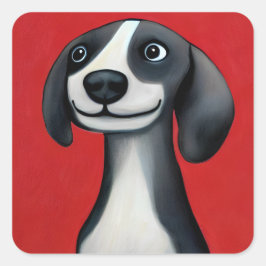 Niedliche Welpe Quadratischer Aufkleber