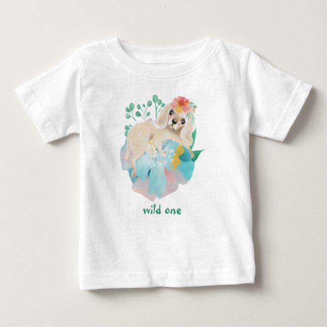 Niedliche Welpe Wild One Baby Girl zum ersten Gebu Baby T-shirt (Vorderseite)