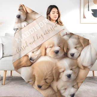 Niedliche Welpen Hunde Lover Name Fleece Blanket