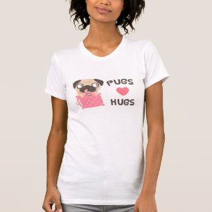 Niedliche Welpen-HundeMops-Liebe-Umarmungen T-Shirt