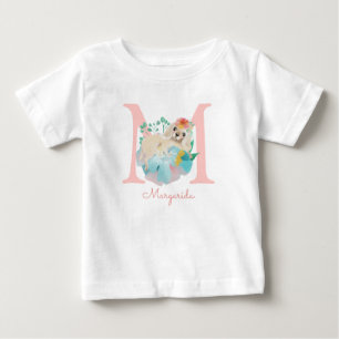 Niedliche Welpen-Illustration Sweet Monogram Baby T-shirt