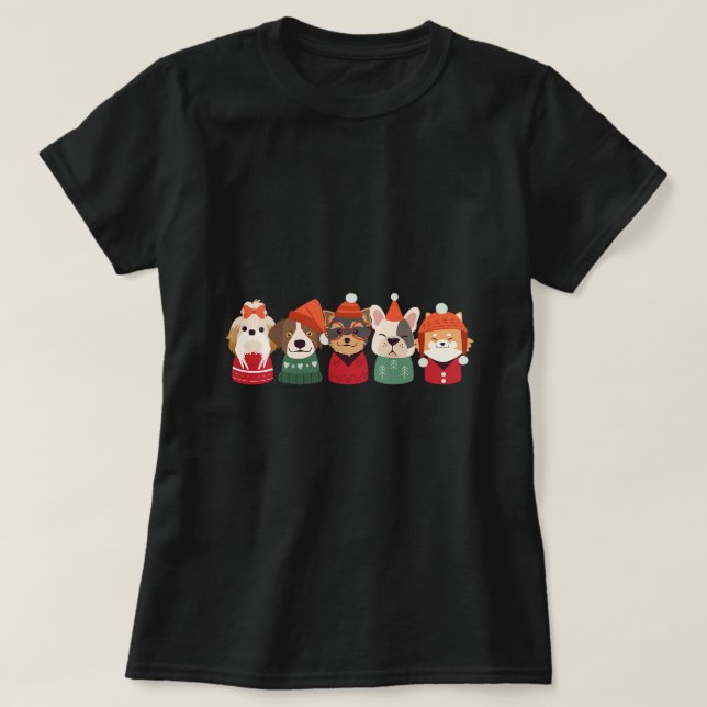 Niedliche Welpen im Weihnachtsstil Shih Tzu P T-Shirt (Design vorne)