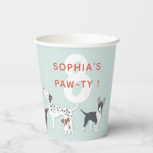 Niedliche Welpen Kinder Geburtstagsparty Hund Blue Pappbecher