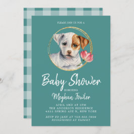 Niedliche Welpen-Kinderdusche Wasserfarbe Einladun Einladung