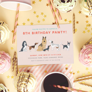 Niedliche Welpen Kinderhund Geburtstagsparty Einladung