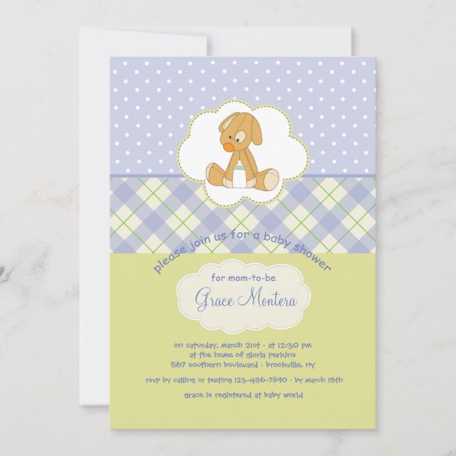 Niedliche Welpen-Spielzeug-Duschen-Karte Einladung (Vorderseite)