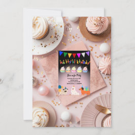 Niedliche Welpen Thema - Geburtstagskarte Save The Date