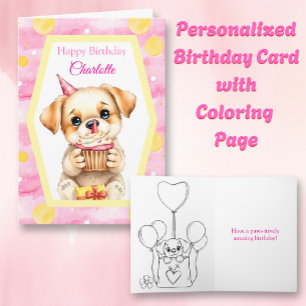 Niedliche Welpen und Cupcake Personalisiert Happy Karte