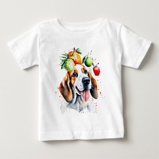 Niedliche Welpen und Früchte Baby T-shirt (Vorderseite)