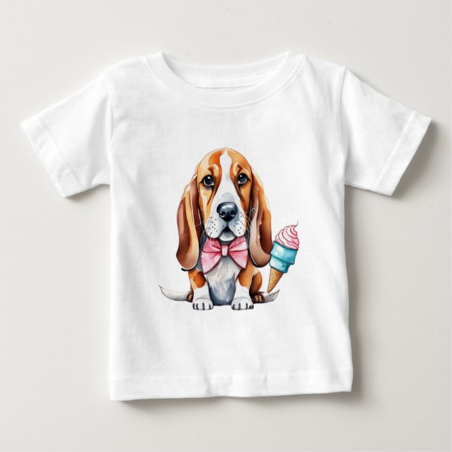 Niedliche Welpen und Früchte Baby T-shirt (Vorderseite)
