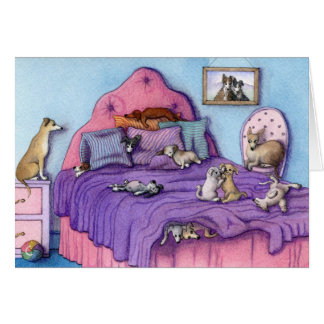 Niedliche Welpen und Hunde Sleepover-Party KARTE
