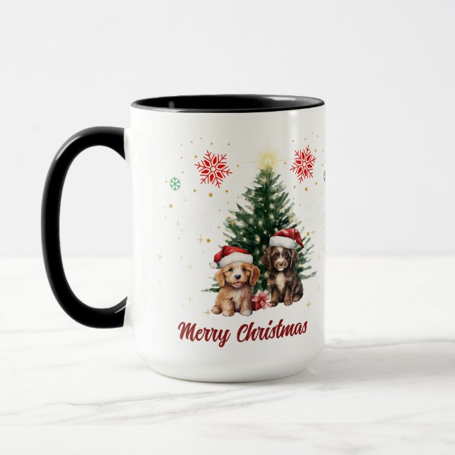 Niedliche Welpen Weihnachts-Kaffee-Tasse Tasse (Links)