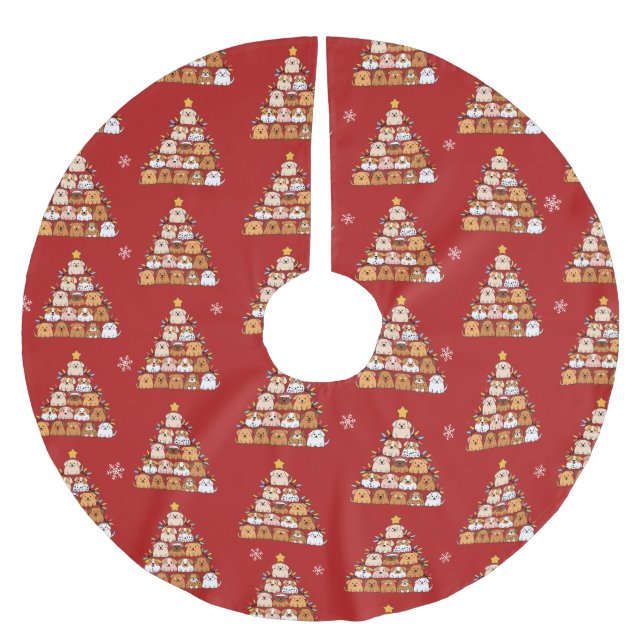 niedliche Welpen Weihnachtsbaumliebhaber Polyester Weihnachtsbaumdecke (Vorderseite)