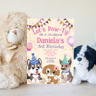 Niedliche Welpen Welpen-Party Einladung