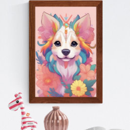 Niedliche Welpenfarbige Blume Poster