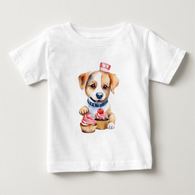 Niedliche Welpenkuchen Baby T-shirt (Vorderseite)