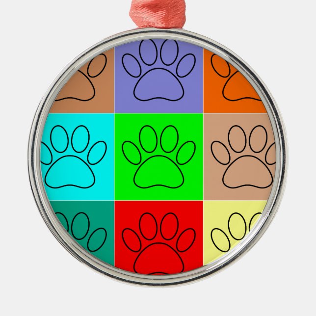 Niedliche Welpenpfähle auf Plätzen Silbernes Ornament (Vorne)